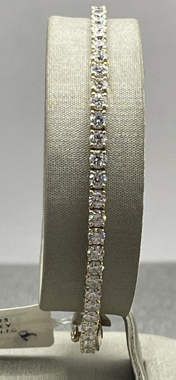 14K Yellow Gold Lab Diamond Tennis Bracelet (25714)